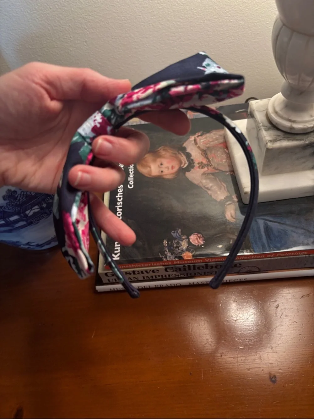 Janie and Jack Navy & Pink Floral Knotted Headband